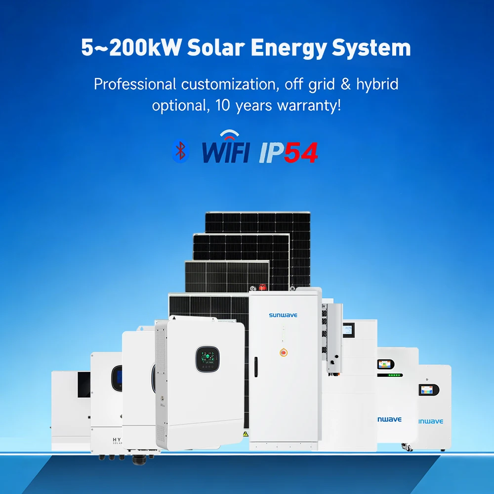 Complete Sunwave 10kW Hybrid Solar Inverter System with Controller and Lithium Ion Battery for Home Use
