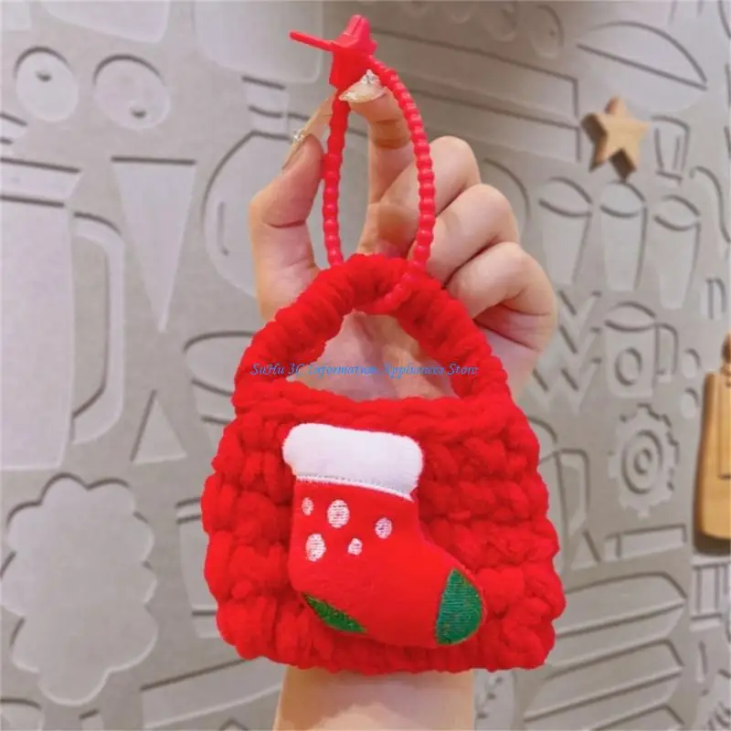 Plush With Coin Pocket Christmas Earphone Bag Pendant Rings Holiday Perfect Seasonal Present