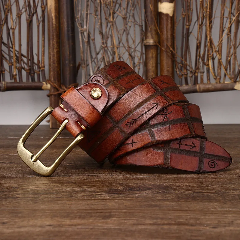 

Мужской ретро-локомотив, итальянский ремень растительного дубления, первый слой из воловьей кожи, инструменты, джинсы, кожаная пряжка, персонализированные ремни