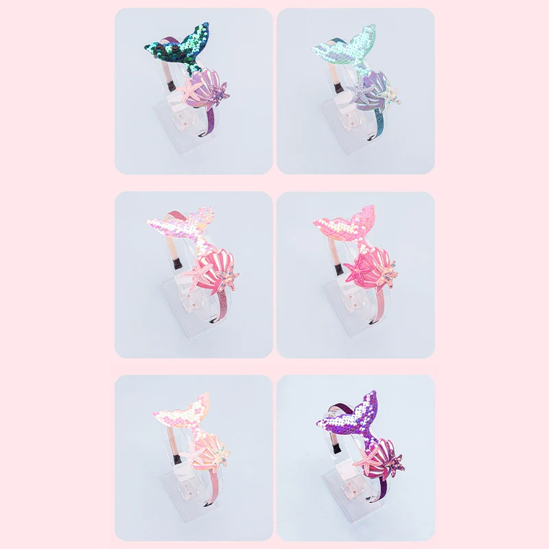 

Girls Hairbands Mermaid Headwear Color Sequin Shells Shiny Princess Sweet Children's Hair Accessories Photo Prop Party Headbands