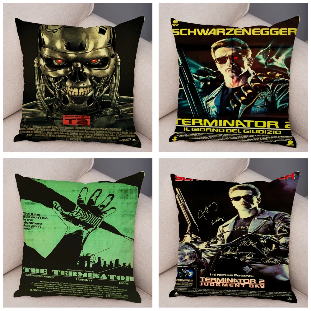 The Terminator T-800 Cushion Cover Decor Classic Movie Robot Warrior Pillowcase Soft Plush Pillow Case for Sofa Home Car 45x45cm