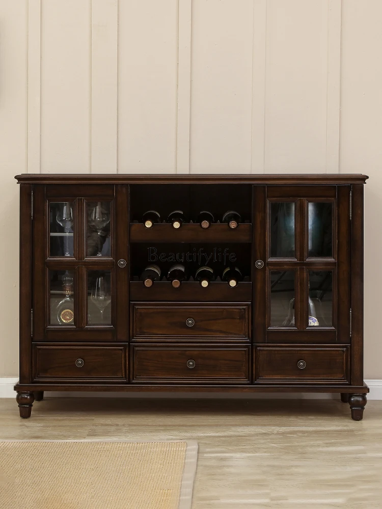 

American solid wood dining side wine cabinet restaurant side cabinet mahogany