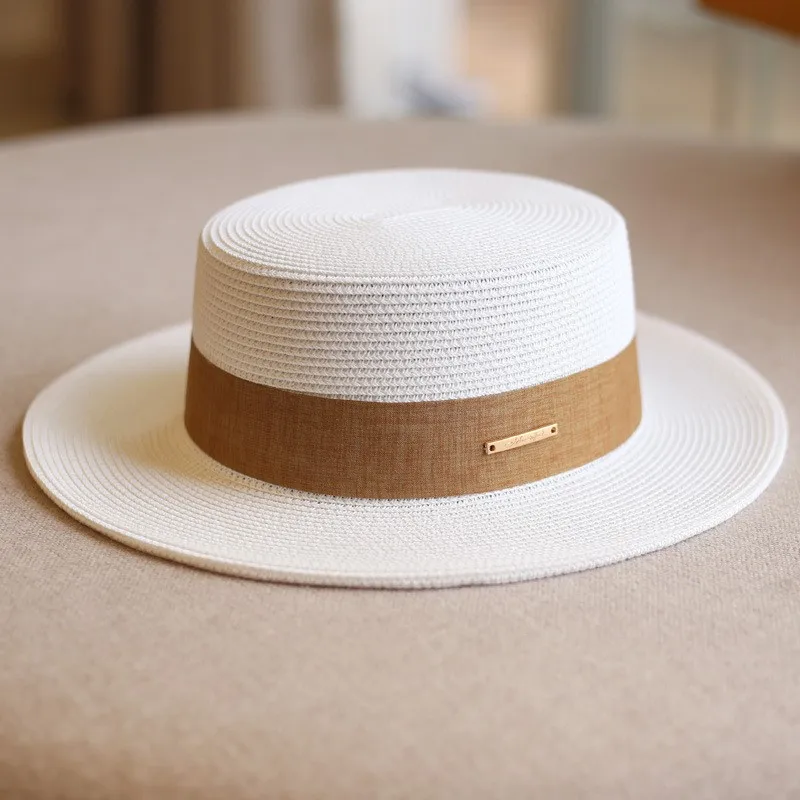 

Elegant flat-topped hat for women simple and versatile vacation casual top shopping trend