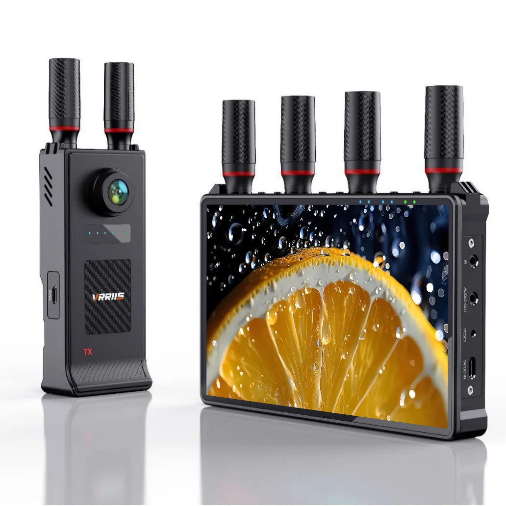 400m Wireless HDMI Extender Video Transmitter Receiver with LCD Screen Monitor Display Battery Slot for Camera Live Streaming