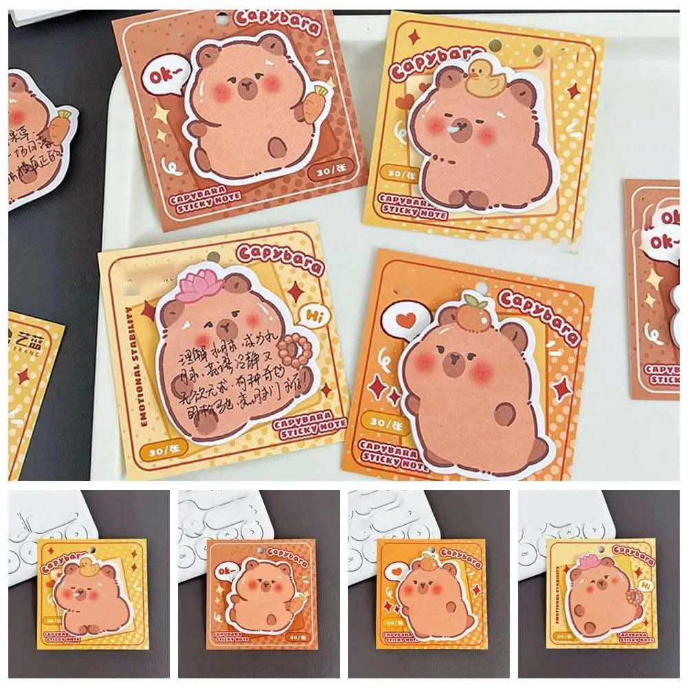 30 Sheets/Pack Mini Ins Capybara Special-shaped Sticky Note Cute Cartoon N Times Posted Creative Sticky Memo Pad Message