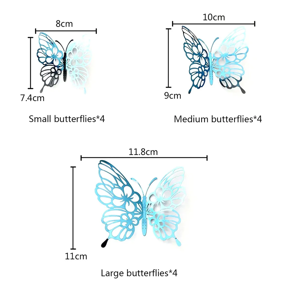 12 Teile/satz 3D Hohl Schmetterling Wand Aufkleber Wand Dekor für Wohnzimmer Hochzeit Party Dekoration Schmetterlinge Aufkleber Aufkleber – Detail 4