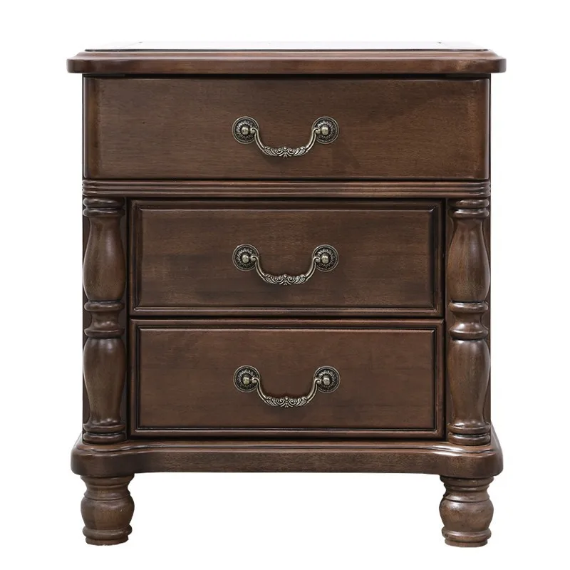 

American country bedside table solid wood European retro bedroom bedside table modern simple light luxury storage locker
