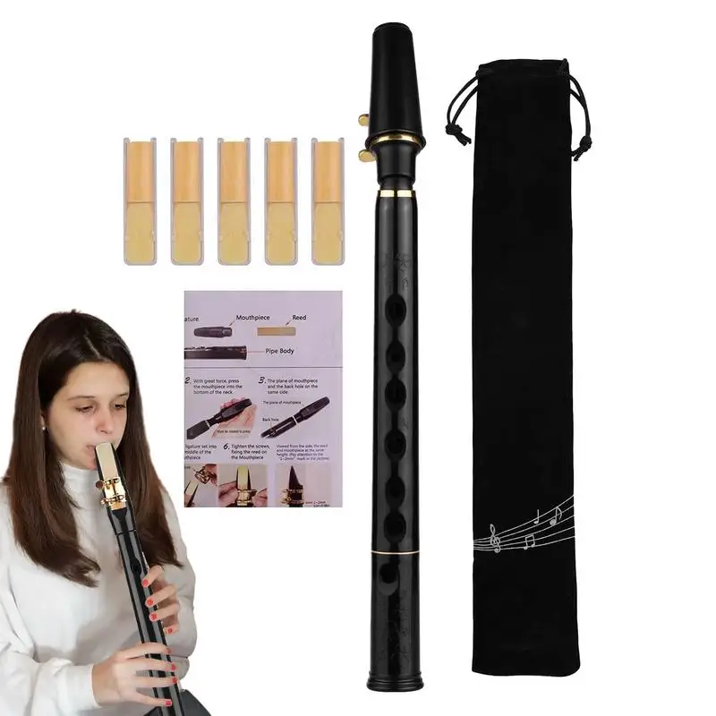 

Travel Saxophone 8-Hole C Key Portable Sax Practice Tool For Musicians And Beginners Woodwind Instrument With Reeds And Carrying