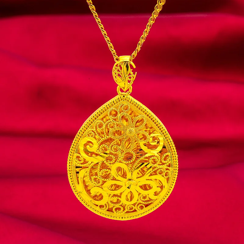 

Hollow Waterdrop Pendant for Women, 24K Gold, AU999 | Polished hollow waterdrop with diamonds, sleek and radiant for daily wear