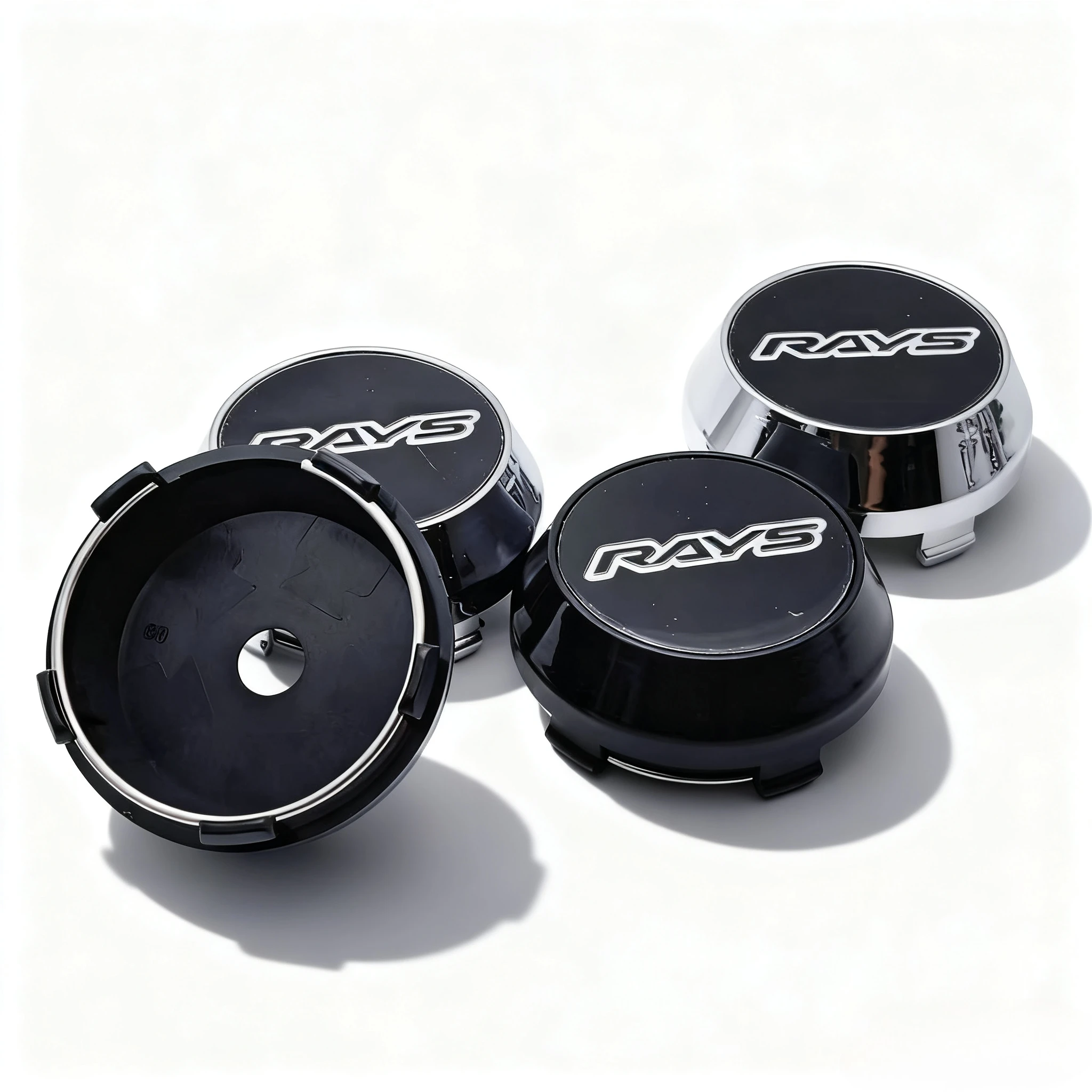 4 peças Calotas de Roda JDM RAYS com Emblema, 60MM (para calotas altas) e 56MM (para calotas de cubo), com Clipes, Tampas de Proteção contra Poeira, Acessórios Automotivos