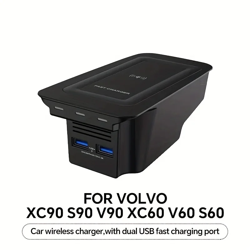 Carregador Sem Fio para Carro, Suporte de Carregamento para Telefone, Compatível com Volvo XC90, S90, V90, XC60, S60, V60, C60 2018-2021