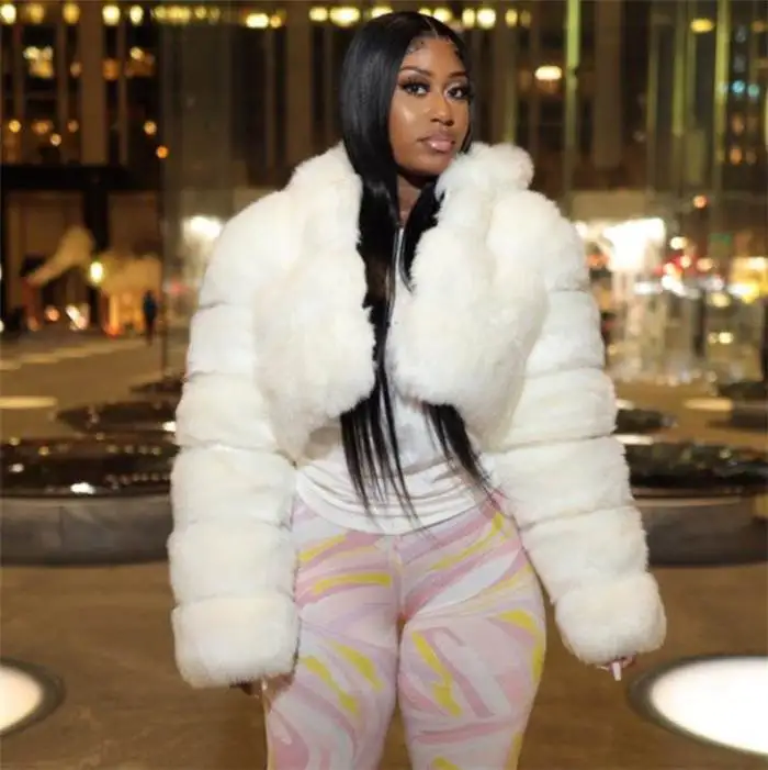 Women's ort Fur Coat Street Sle Zipper Closure Long Sve Hooded Jaet Fake Fur Leather Outerwear Winter Faion