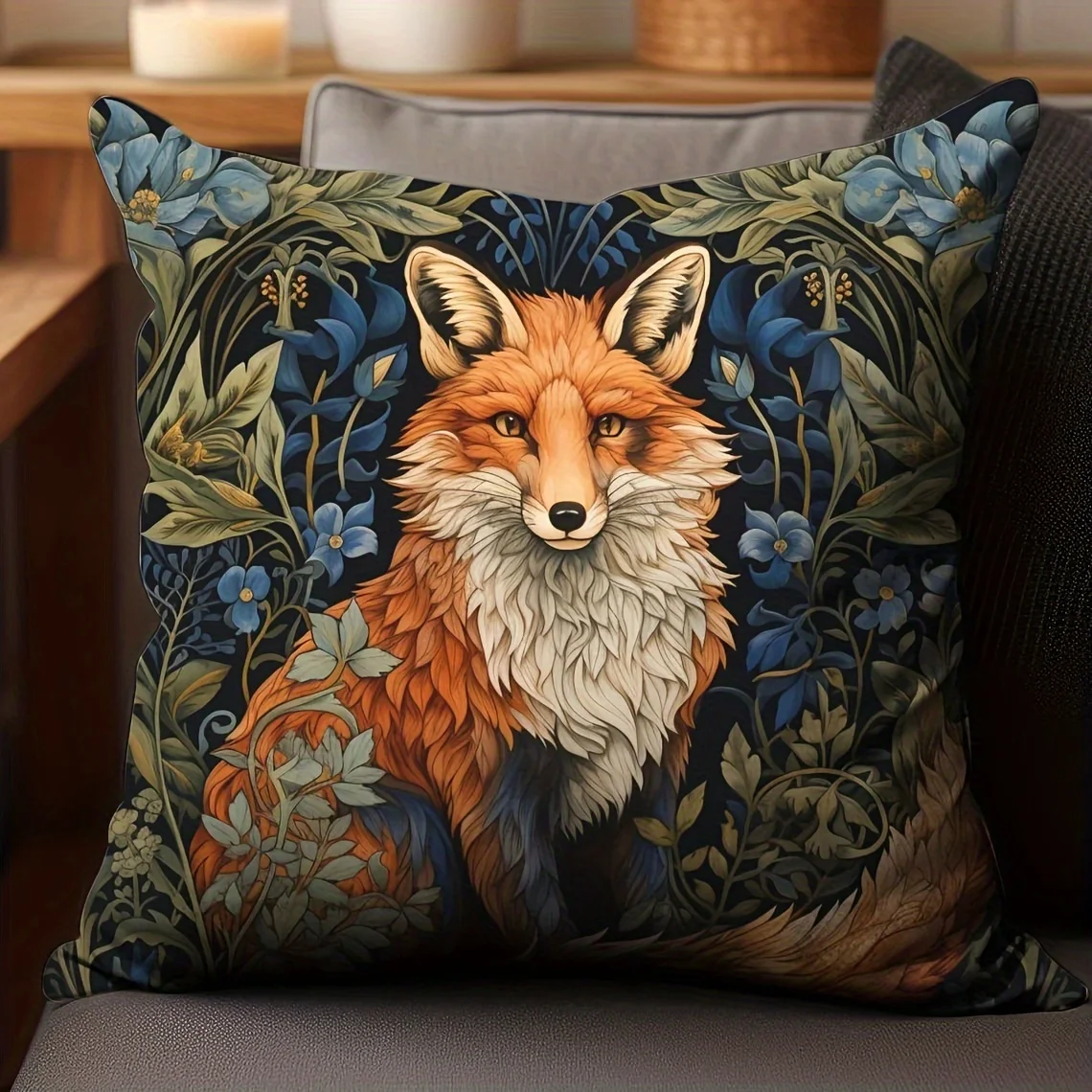 Elegant Fox Pillowcase - Floral and Nature Design, Perfect for Home Decor and Gifts, High Quality Artwork, Unique Style