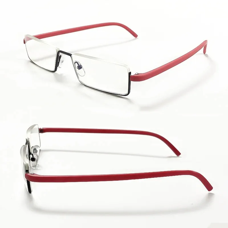Anti-Blaulicht-Lesebrille für Herren, Retro-Metall-Halbrahmen, quadratische Presbyopie-Brille für Unternehmen, +125+175+225+275 – Detail 18