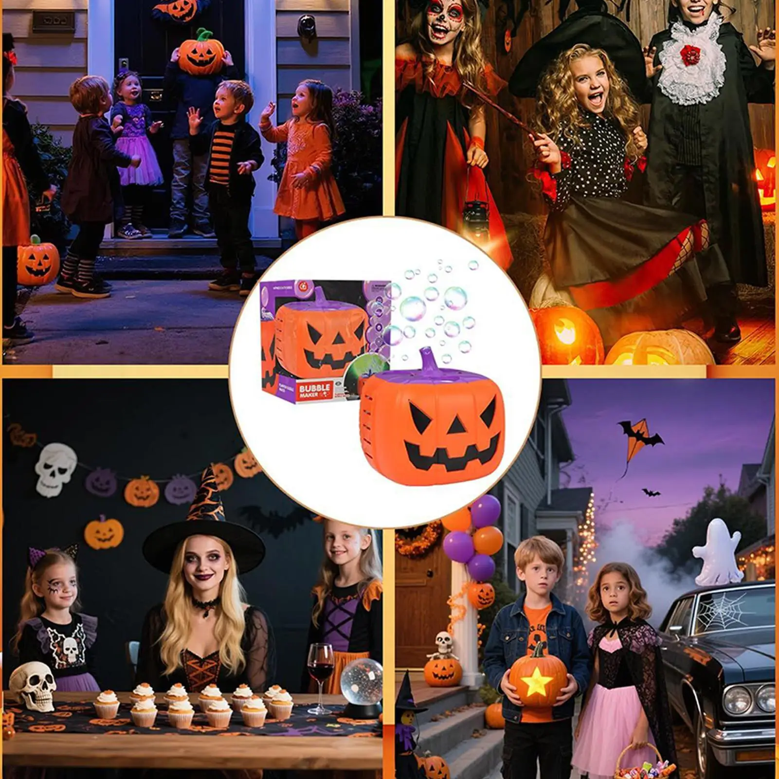 Halloween-Kürbis-Blasenmaschine mit Licht, Ton, Party-Gebläse für drinnen und draußen, Halloween-Party-Dekorationen, Kinderspielzeug, Geschenk