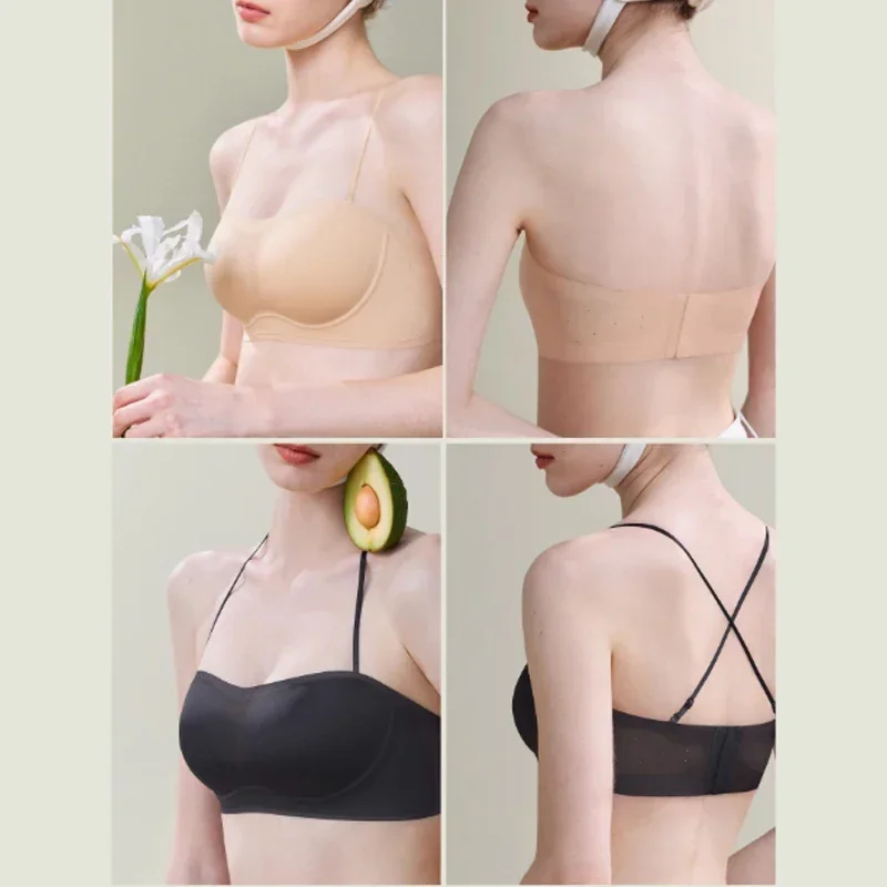 SUJIIN Strapless Bra for Women Wireless Invisible Seamless Push Up Summer Bralette Convertible Multiway Lift Bras Woman MX199