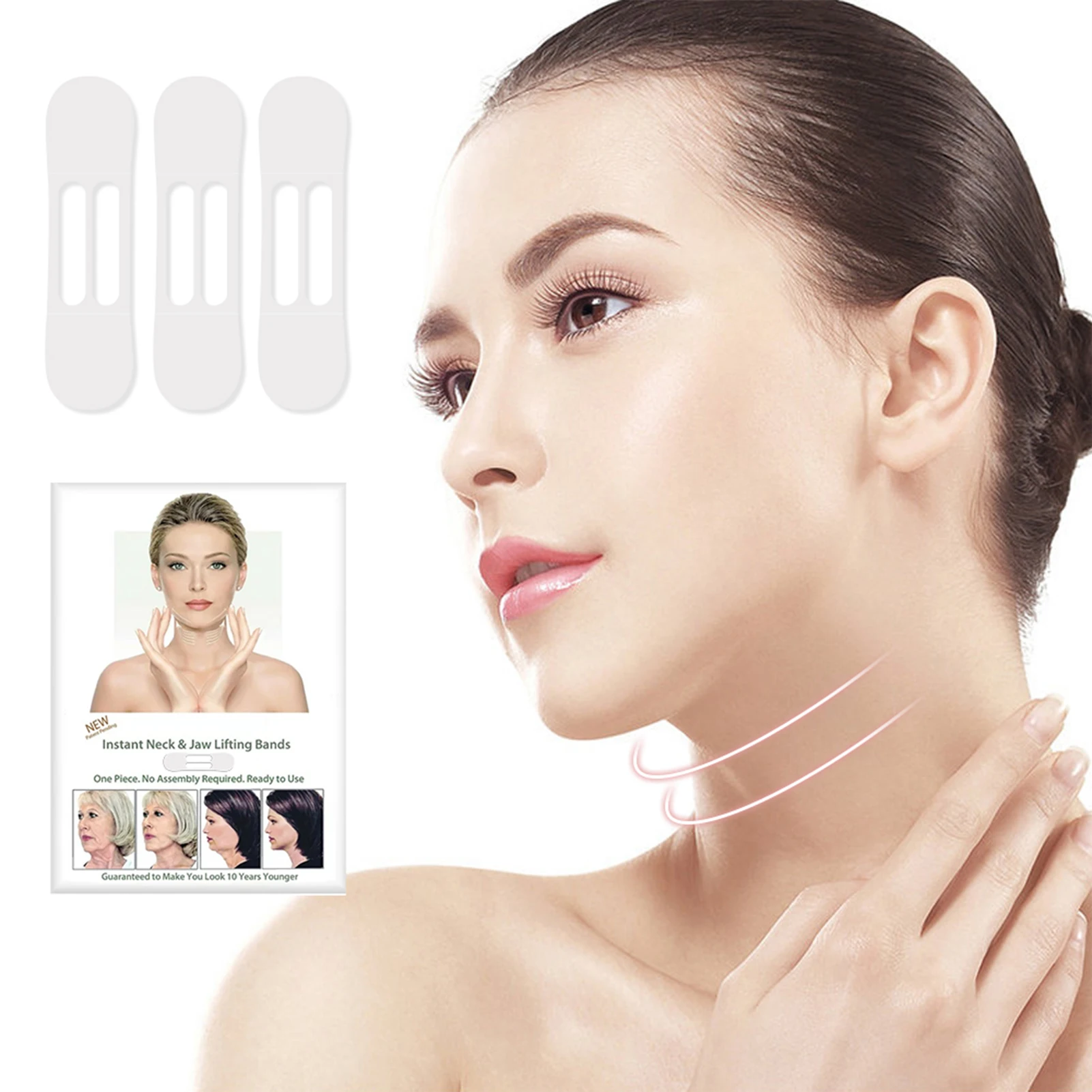 10pcs Transparent Neck Lifting Patches Waterproof Elasticity Invisible Fading Neck Wrinkle Adhesive Stickers Face Lift Tape