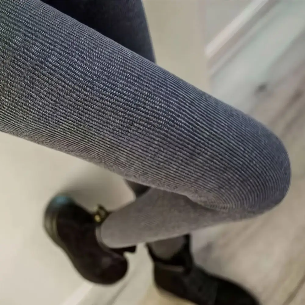 Sexy Elastic Vertical Stripe Leggings High Waist Thickened Thermal Leggings Keep Warm Solid Color Women's Pantyhose for Women
