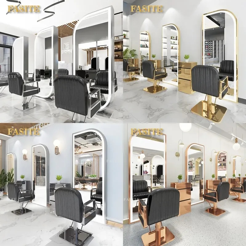 For Hair LED Mirror with Light Single Sided Wall Mounted Vanity Makeup Mirror for Barber Shop Beauty Studio Modern
