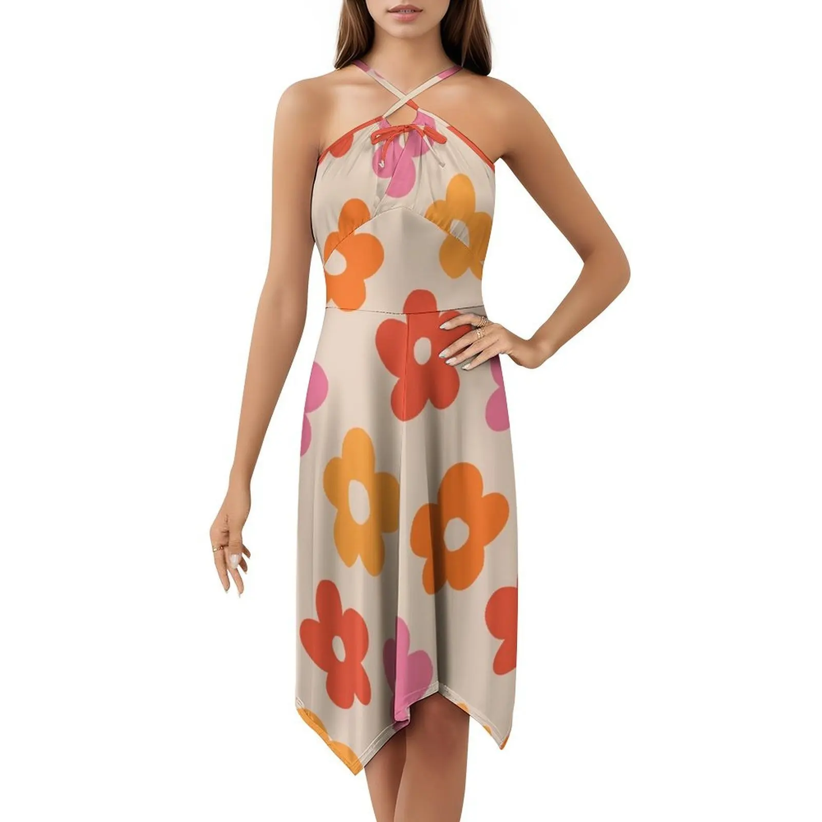 نمط الزهور الرجعية 60S 70S # نمط # فستان بوهيمي عتيق بأكمام منتفخة أو خيارات بدون أكمام للنساء فستان ريترو