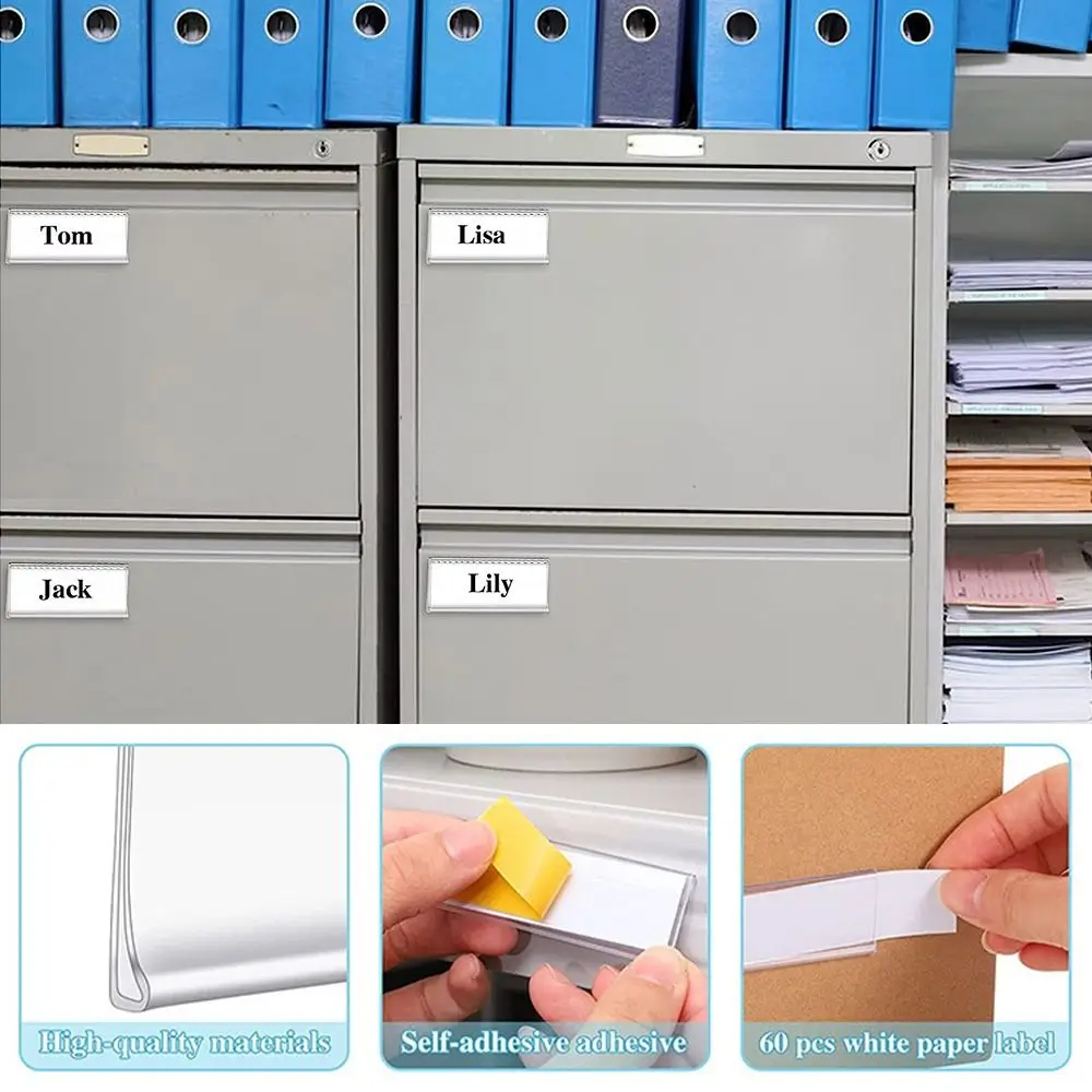Etichetta autoadesiva trasparente da 10 pezzi Materiale PVC Etichetta di classificazione conveniente Etichetta autoadesiva in formato carta