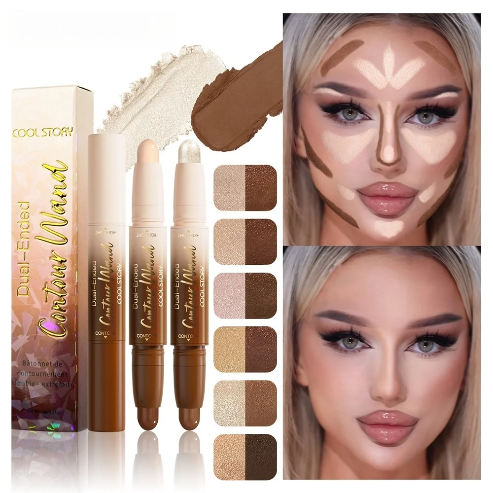 Fair Deep Contour Stick Facial Foundation Concealer Matte Pearlescent Highlighter Nose Shadow V Face Outline Shape Sculpt Wand