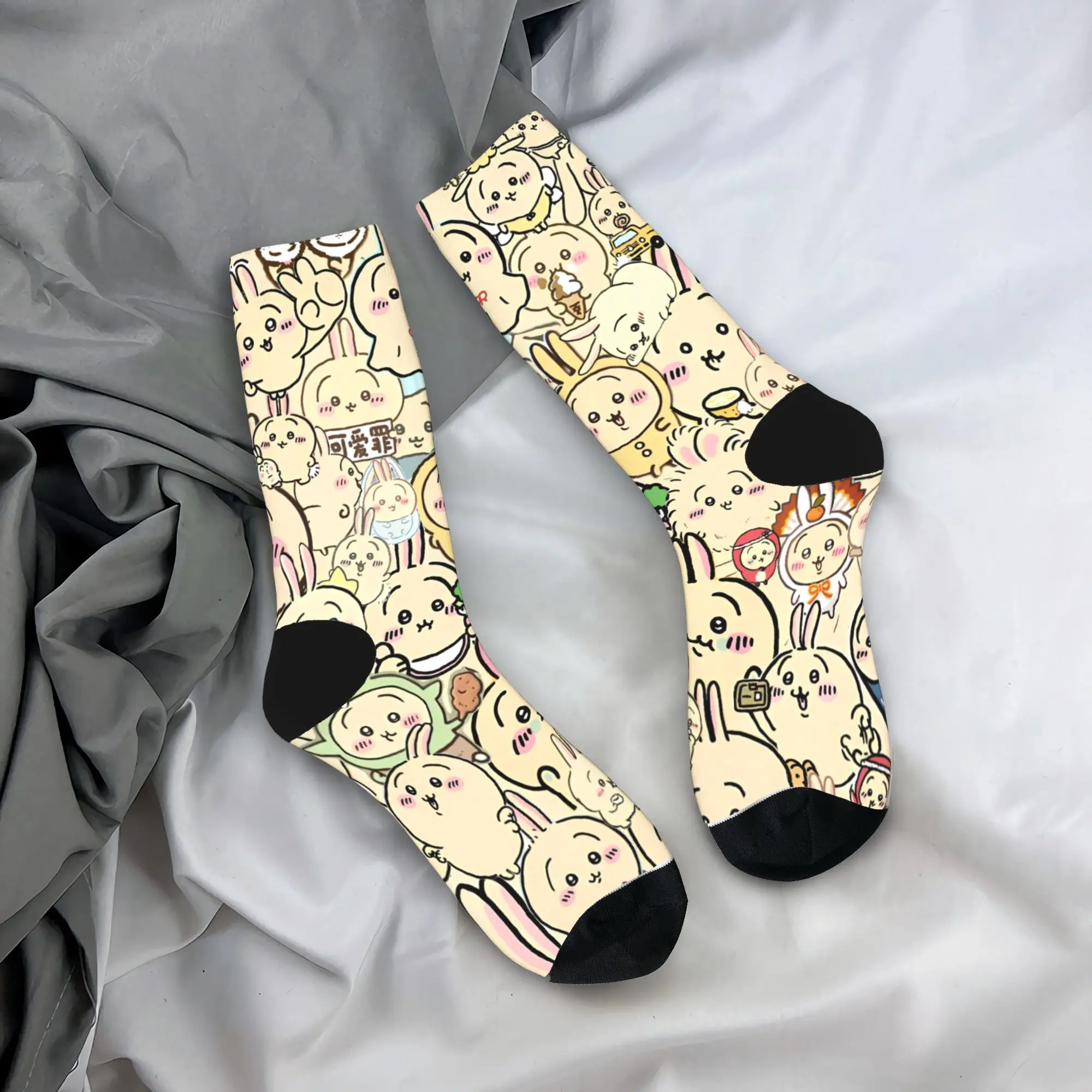 Chiikawa Usagi Socks Winter  Stockings Modern Women Men Medium Soft Socks Custom Outdoor Anti Sweat Socks