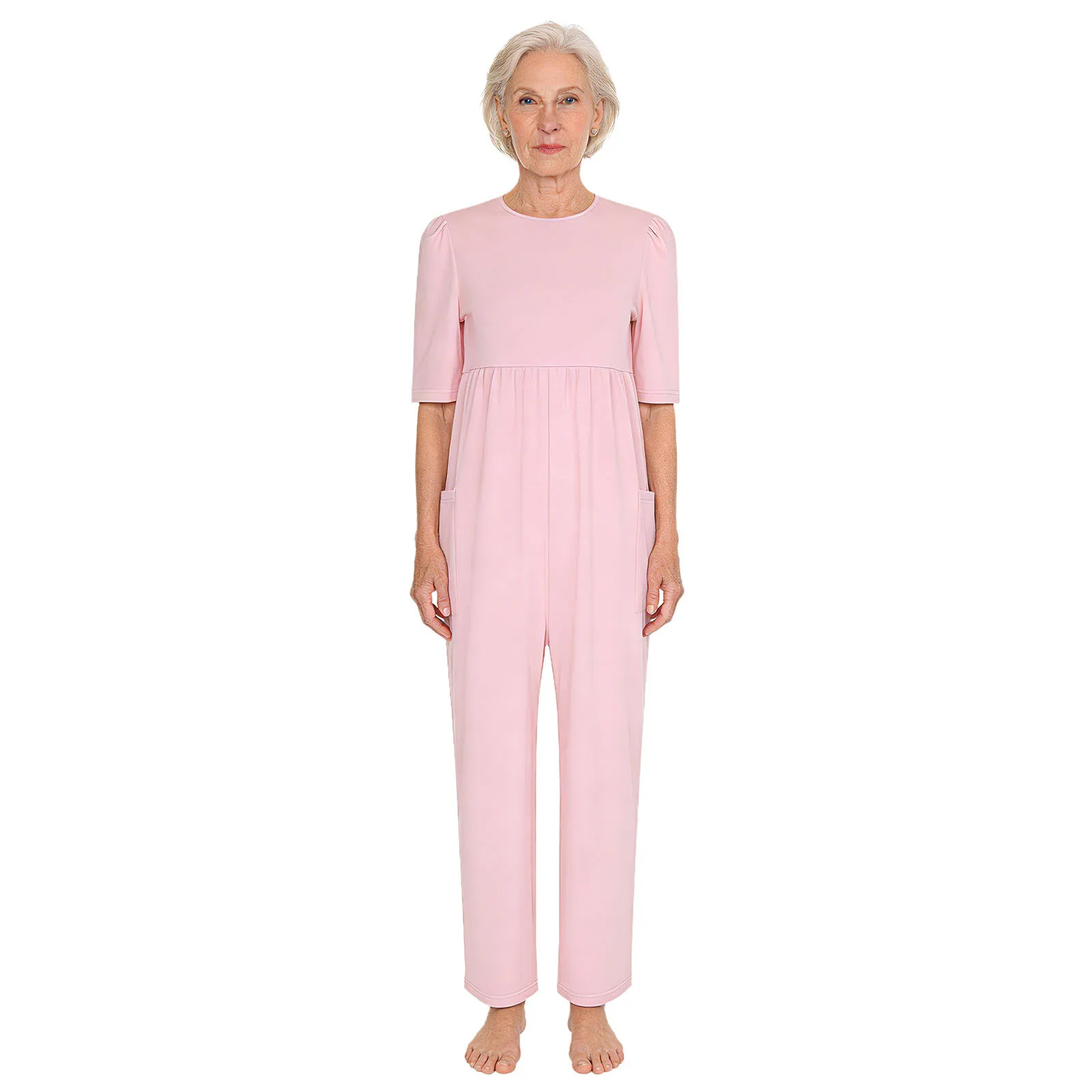 

Женский комбинезон для пожилых людей с особыми потребностями, с коротким рукавом и длинными штанинами, с защитой от расстегивания, для пациентов с болезнью Альцгеймера и деменцией