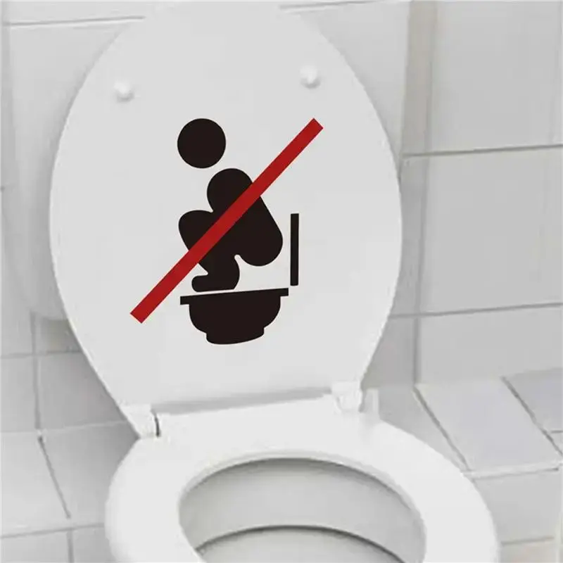 2X Warning Decals For Toilet Adhesive No Squatting Toilet Warning Stickers Peel And Stick Bathroom Reminder Signs-AT30