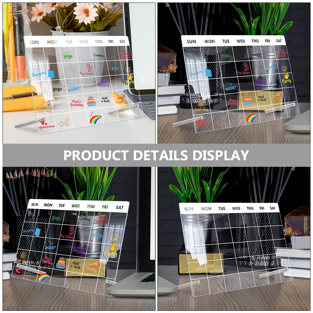 

1 Set Transparent Acrylic Memo Message Multi-Functional Erasable Writing For Home Office School Use Desktop Tabletop