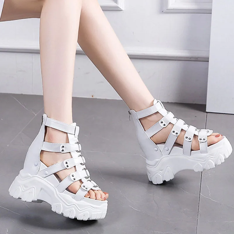 Women Summer Sandals Shoes Wedges Platform Sports Style Casual Footwear Open Toe Back Zip Women Shoes Solid Colour Sandal Boots