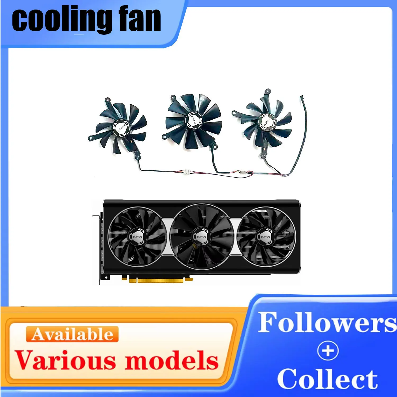 NEW 85MM CF9015H12S 95MM CF1015H12S 4PIN RX 5700 XT GPU fan suitable for XFX Radeon RX 5700 XT THICC III Ultra