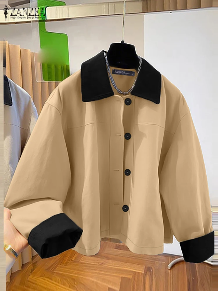 

Женская осенняя лоскутная блузка ZANZEA 2025, модные рубашки с лацканами и длинными рукавами, женская рабочая рубашка OL, элегантные топы на пуговицах