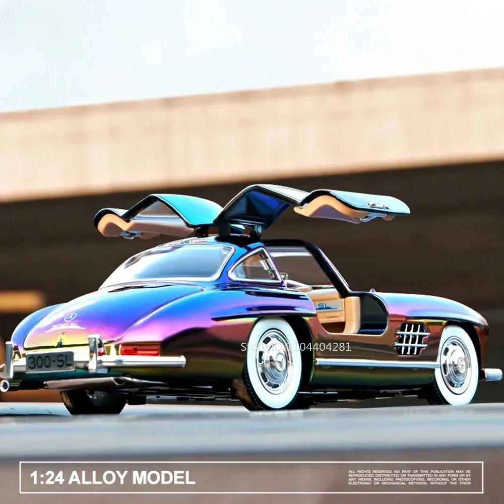 1:24 Phantom 300SL Legierung Diecast Vintage Auto Miniatur Modell Spielzeug Sound Licht Zurückziehen Türen Geöffnet Ornament Kinder Festival Geschenk – Detail 17