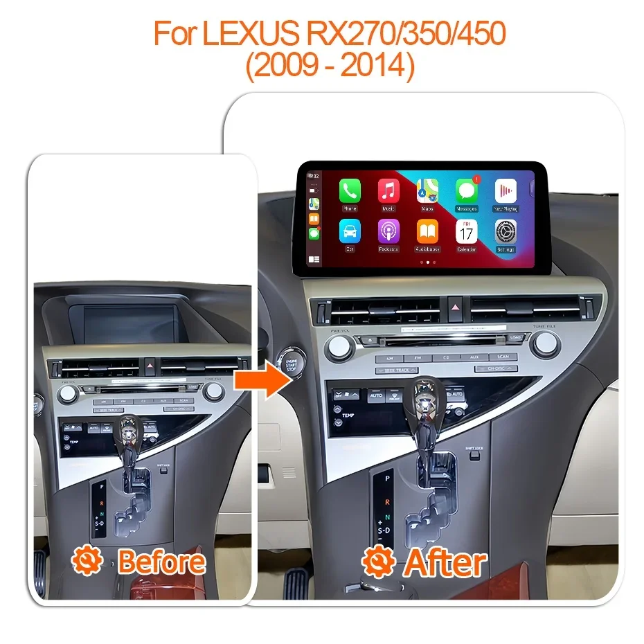 2 DIN Car Radio Qualcomm Snapdragon Android Auto Carplay For LEXUS RX270 RX350 RX450 2009-2014 Stereo 10.25'' Multimedia player