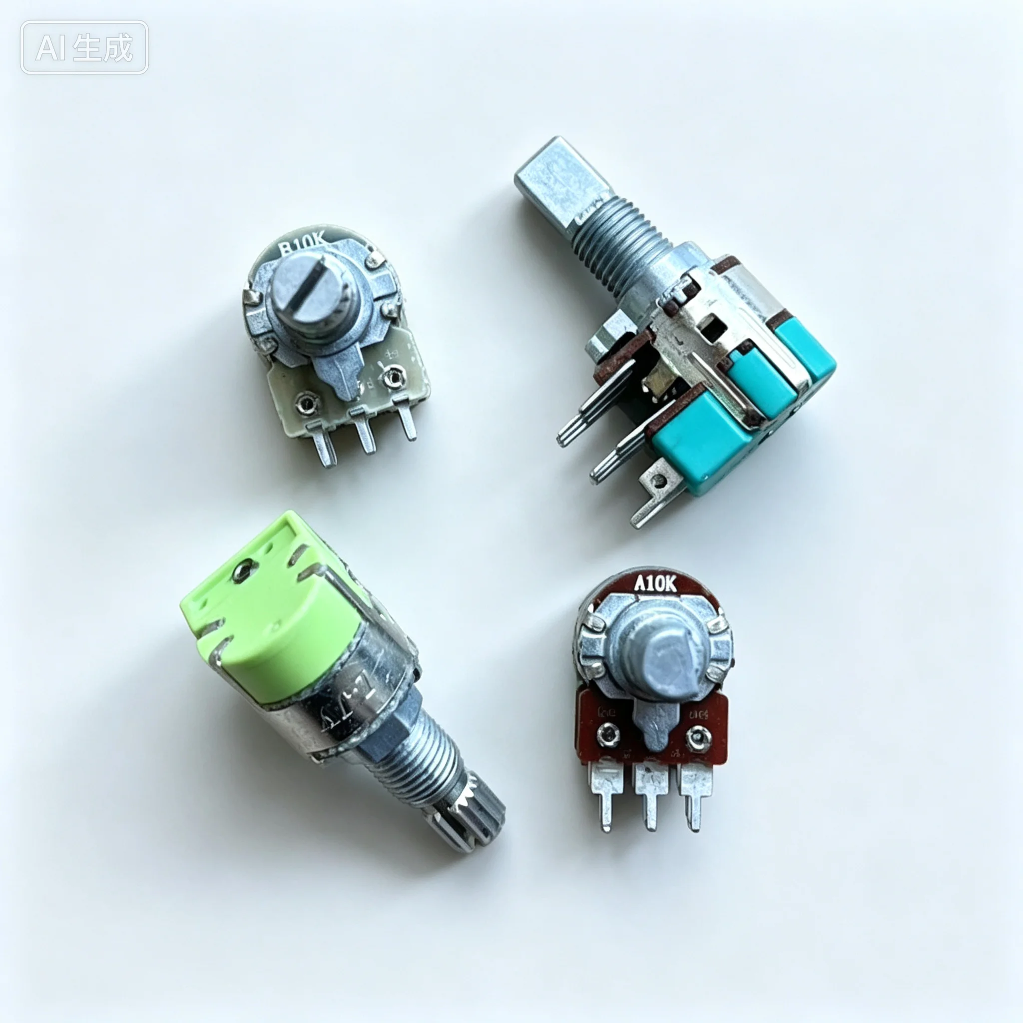 10pcs  for 12 Type Dual 6 Pin Potentiometer With Switch A10K B10K Amplifier Volume Knob Shaft 15MM