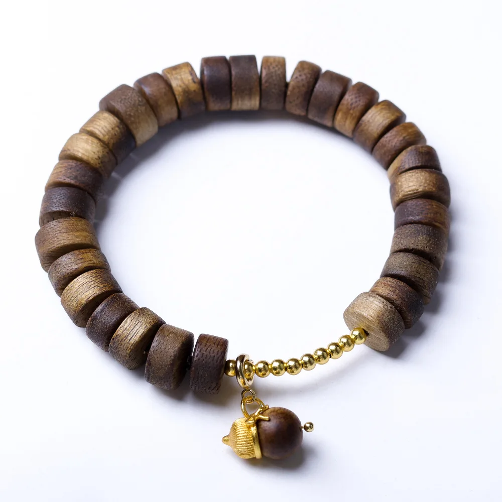 2026 Fall New Aquilaria sinensis Agarwood Tablet Bead Bracelet Original Chinese Style Hand String Gifts