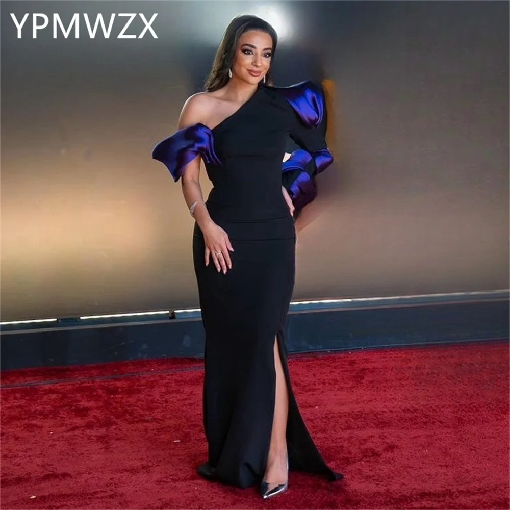 Customized Evening Dress Women Prom Gown Party Occasion YPMWZX One Shoulder Column Floor Length Skirts Bespoke  Dresses