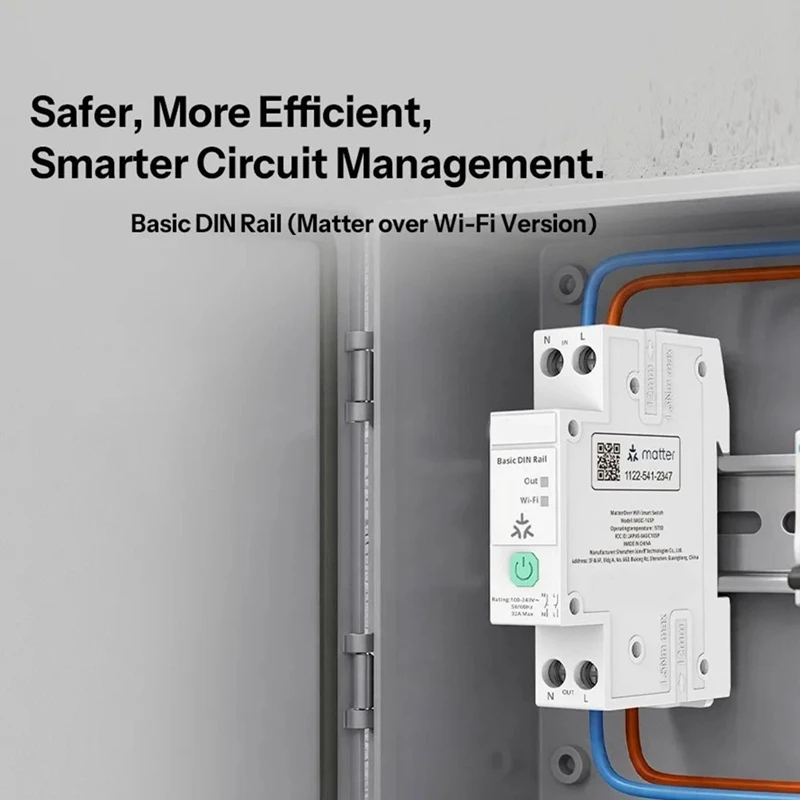 Super Sale BASIC-1GSP Basic DIN Rail Matter over WiFi Version Load 32A Smart Switch Energy Electricity Bill Tracking Matter
