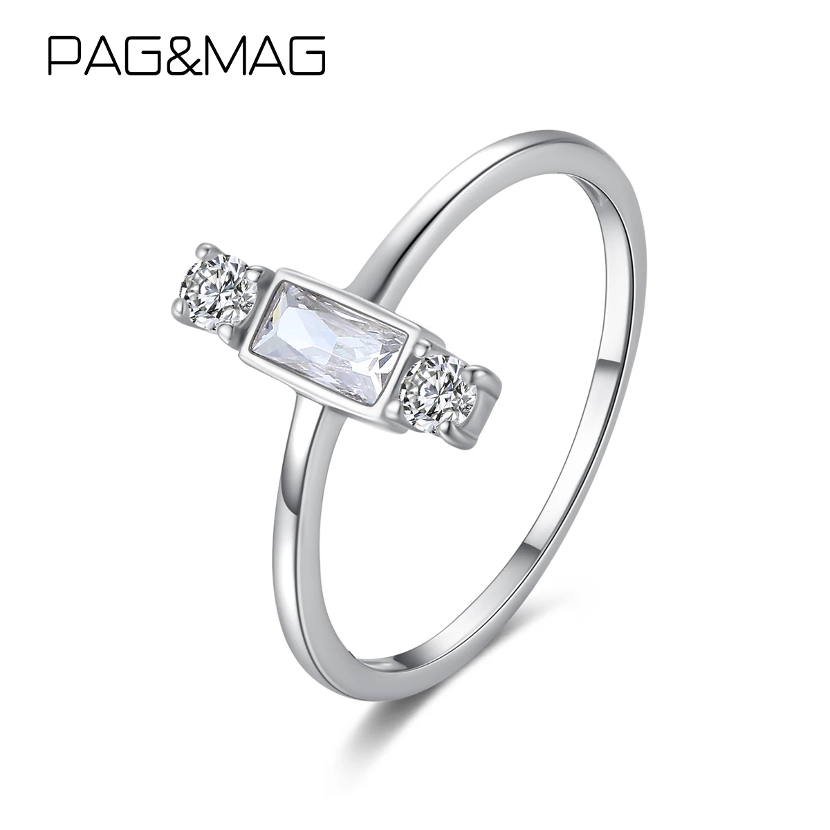 

PAG&MAG 2023 New Unique Geometric S925 Sterling Silver Wedding Rings for Women Thin Stackable Engagement Fine Jewelry For Bridal