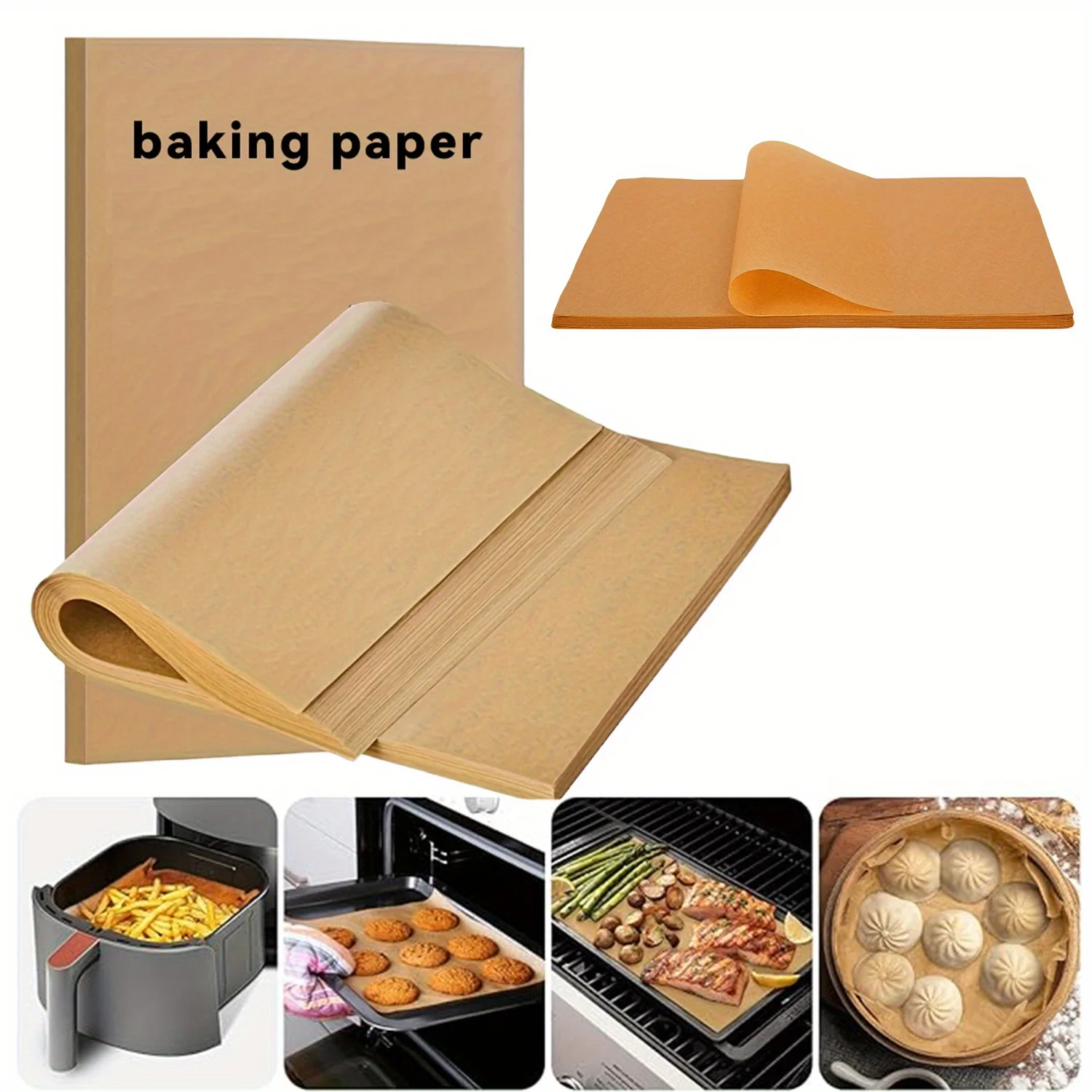 50/100Pcs Parchment Paper Sheets,Unbleached Parchment Paper for Baking Grilling Air Fryer and Steaming,Non Stick Bread,cake