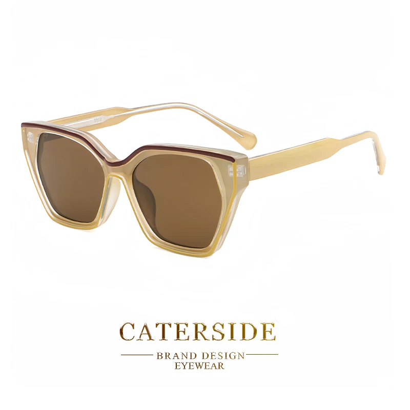 Caterside Retro Pilot Zonnebril Mannen Groot Frame Propionzuur Pin Punk Zonnebril Vrouwen Reizen Party Winkelen Brillen Zomer – Detail 10