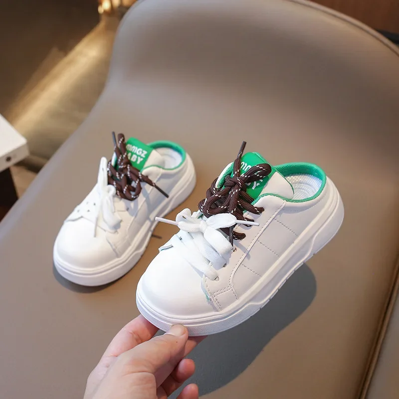 

Summer Solid Children Sneakers Shoes PU Slip on Kids Casual Shoes Breathable Soft Bottom Boys Girl's Slides Slingbacks Shoes