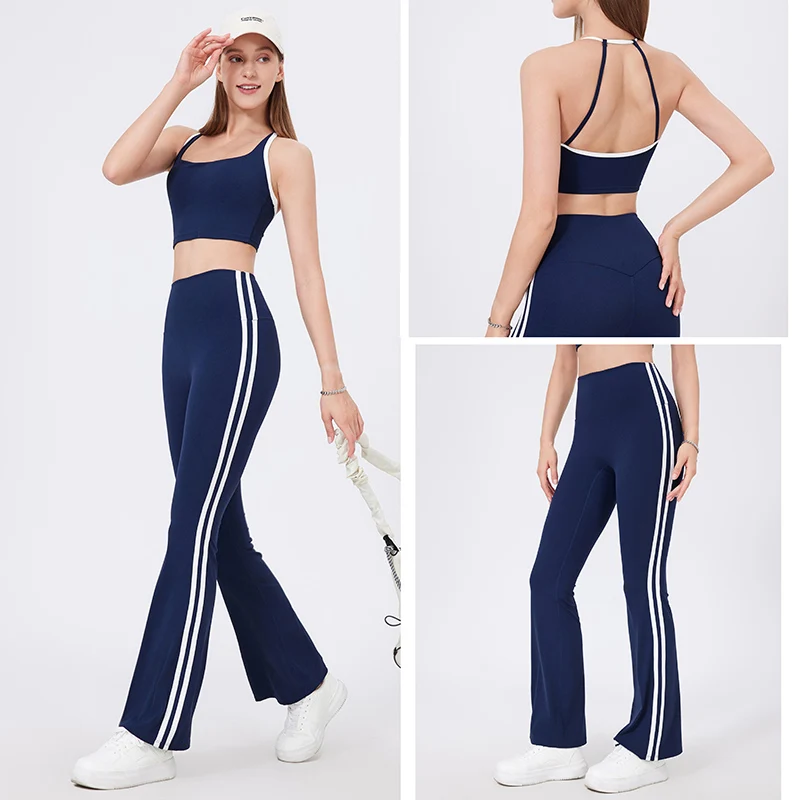 

2 шт., леггинсы телесного цвета контрастного цвета, брюки для йоги с высокой талией, красивый спортивный бюстгальтер со сборкой спины, костюм для йоги, комплект с фиксированным жилетом