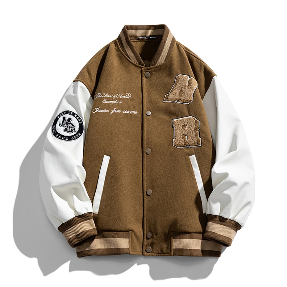 Winter Down Jackets Men Baseball Jacket Letter Embroidery Design Varsity Jacket Coat Male Sleeve Patchwork Coats