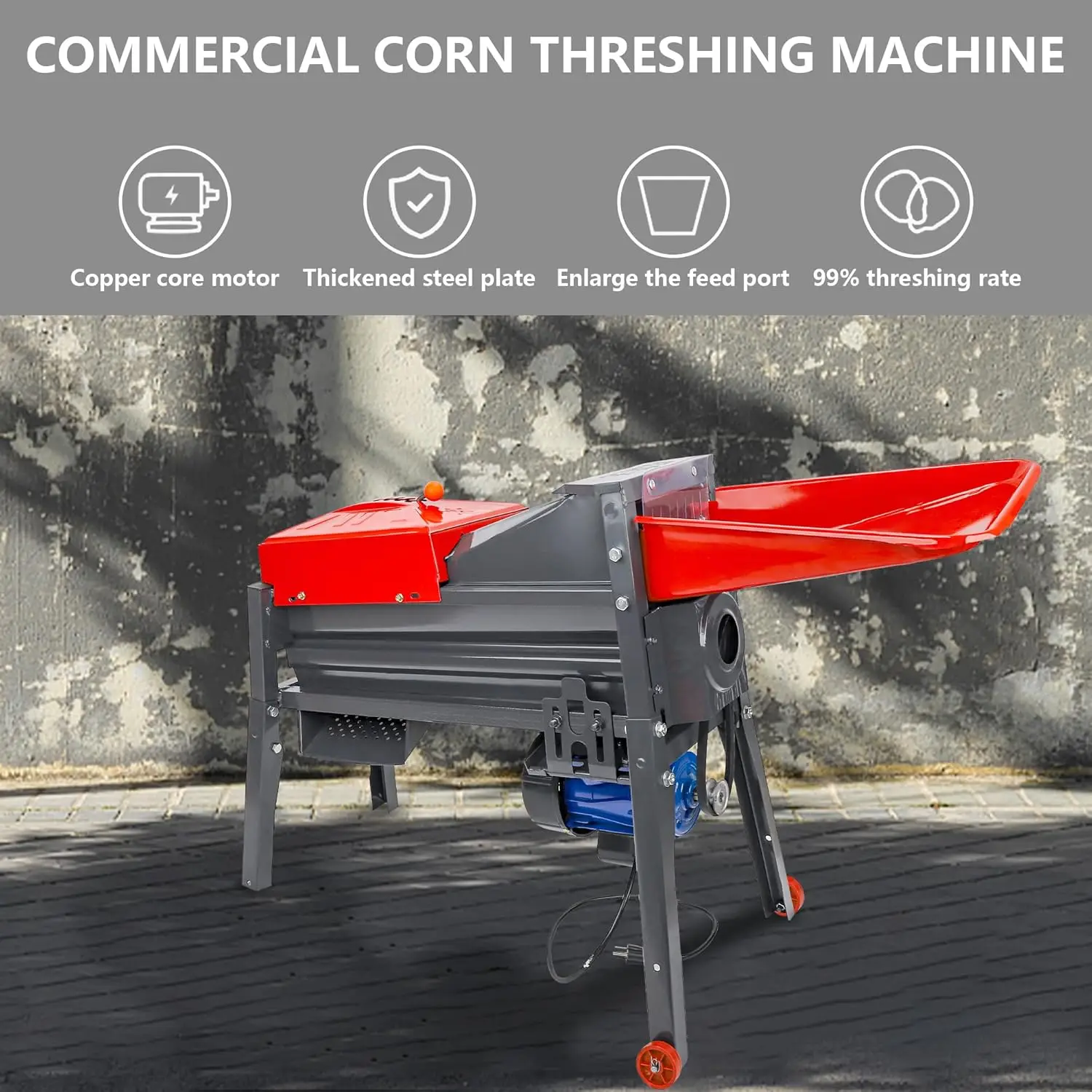 Corn Sheller Machine, Automatic Dry Thresher Machine Corn Peeler for on The Cob, 99% Threshing Rate