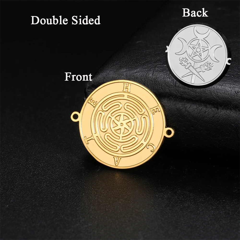 1PC Wicca Hecate Wheel Pendant Stainless Steel Charms Strophalos Hekate Goddess Magic Amulet Jewelry Making Accessories