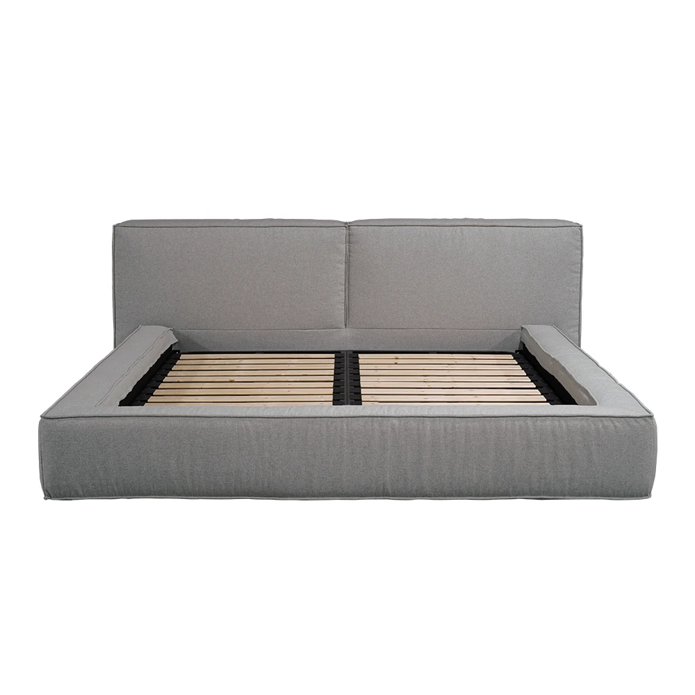 

#V Modern Upholstered Bed Frame Solid Wood Design Style