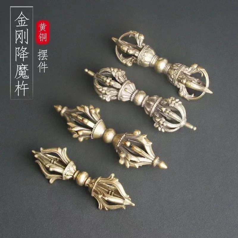 Tibetan Tantrism magic tool, nine legged Vajra pestle, Nepal handmade copper silvered articles, Xizang handicrafts