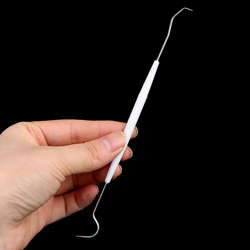 5 szt. Podwójny haczyk zgłębnik dentystyczny dentystyczny narzędzie narzędzie stomatologiczne hak do higieny czyste zęby zgłębnik ze stali nierdzewnej